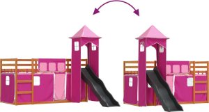 vidaXL Łóżko na antresoli, ze zjeżdżalnią i zasłonkami, 90x200 cm 11