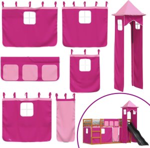 vidaXL Łóżko na antresoli, ze zjeżdżalnią i zasłonkami, 90x200 cm 5