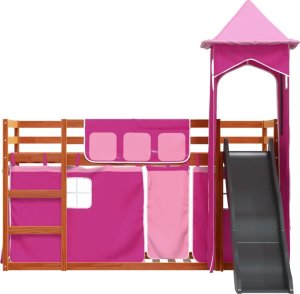 vidaXL Łóżko na antresoli, ze zjeżdżalnią i zasłonkami, 90x200 cm 7