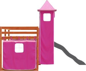 vidaXL Łóżko na antresoli, ze zjeżdżalnią i zasłonkami, 90x200 cm 9