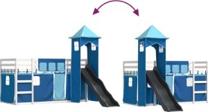 vidaXL Łóżko na antresoli, ze zjeżdżalnią i zasłonkami, 90x190 cm 11