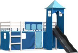 vidaXL Łóżko na antresoli, ze zjeżdżalnią i zasłonkami, 90x190 cm 3