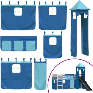 vidaXL Łóżko na antresoli, ze zjeżdżalnią i zasłonkami, 90x190 cm 5