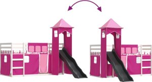 vidaXL Łóżko na antresoli, ze zjeżdżalnią i zasłonkami, 90x190 cm 11