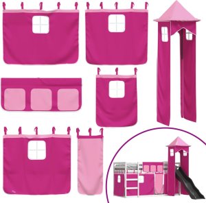 vidaXL Łóżko na antresoli, ze zjeżdżalnią i zasłonkami, 90x190 cm 5