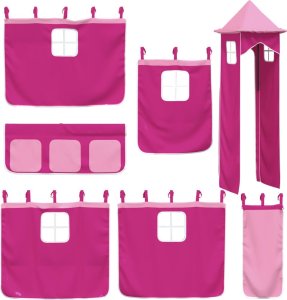 vidaXL Łóżko na antresoli, ze zjeżdżalnią i zasłonkami, 90x190 cm 6