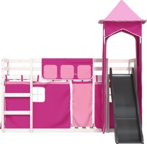 vidaXL Łóżko na antresoli, ze zjeżdżalnią i zasłonkami, 90x190 cm 7