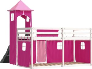 vidaXL Łóżko na antresoli, ze zjeżdżalnią i zasłonkami, 90x190 cm 10