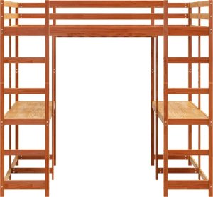 vidaXL Łóżko na antresoli, z biurkiem i drabinką, brąz, 160x200 cm 5