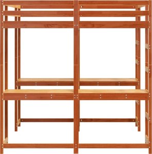 vidaXL Łóżko na antresoli, z biurkiem i drabinką, brąz, 160x200 cm 6