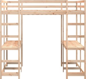 vidaXL Łóżko na antresoli, z biurkiem i drabinką, 140x200 cm, sosnowe 5