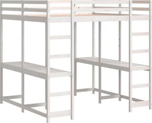 vidaXL Łóżko na antresoli, z biurkiem i drabinką, białe, 140x200 cm 3