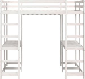 vidaXL Łóżko na antresoli, z biurkiem i drabinką, białe, 140x200 cm 5