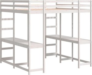 vidaXL Łóżko na antresoli, z biurkiem i drabinką, białe, 140x200 cm 7