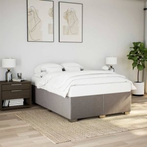 vidaXL Rama łóżka bez materaca, taupe, 140x190 cm, obita tkaniną 3