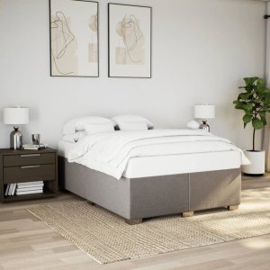 vidaXL Rama łóżka bez materaca, taupe, 160x200 cm, obita tkaniną 3