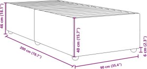 vidaXL Rama łóżka, jasnoszara, 90 x 200 cm, tapicerowana tkaniną 9