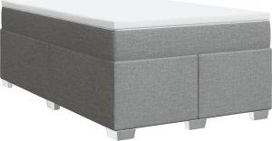 vidaXL Łóżko kontynentalne z materacem, jasnoszare, tkanina 120x200 cm 2