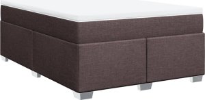 vidaXL Łóżko kontynentalne z materacem, brązowe, tkanina, 140x200 cm 2