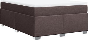 vidaXL Łóżko kontynentalne z materacem, brązowe, tkanina, 140x200 cm 9