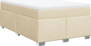 vidaXL Łóżko kontynentalne z materacem, kremowe, tkanina, 120x200 cm 2