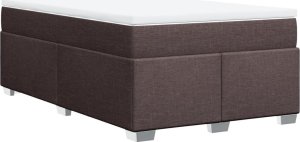 vidaXL Łóżko kontynentalne z materacem, brązowe, tkanina, 120x200 cm 9