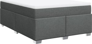 vidaXL Łóżko kontynentalne z materacem, ciemnoszara tkanina 140x200 cm 2