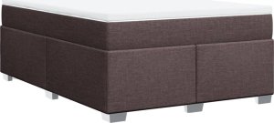 vidaXL Łóżko kontynentalne z materacem, brązowe, tkanina, 160x200 cm 9
