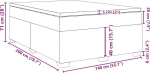 vidaXL Łóżko kontynentalne z materacem, czarne, tkanina 140x200 cm 12