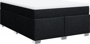 vidaXL Łóżko kontynentalne z materacem, czarne, tkanina 140x200 cm 2