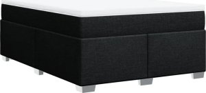 vidaXL Łóżko kontynentalne z materacem, czarne, tkanina 140x200 cm 9