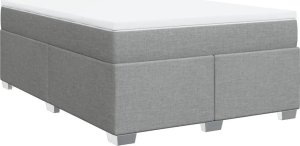 vidaXL Łóżko kontynentalne z materacem, jasnoszare, tkanina 160x200 cm 2