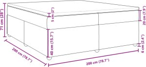 vidaXL Łóżko kontynentalne z materacem, ciemnoszara tkanina 200x200 cm 12