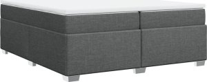 vidaXL Łóżko kontynentalne z materacem, ciemnoszara tkanina 200x200 cm 9