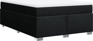 vidaXL Łóżko kontynentalne z materacem, czarne, tkanina 160x200 cm 9
