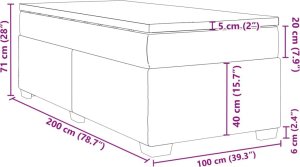 vidaXL Łóżko kontynentalne z materacem szare 100x200 cm 12
