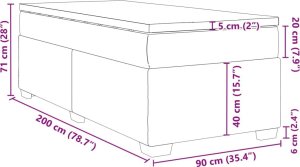 vidaXL Łóżko kontynentalne z materacem czarne 90x200 cm 12