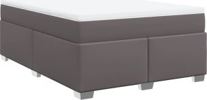 vidaXL Łóżko kontynentalne z materacem szare 160x200 cm 2