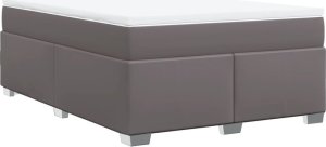 vidaXL Łóżko kontynentalne z materacem szare 160x200 cm 9