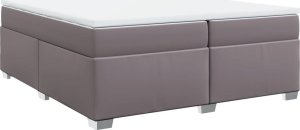 vidaXL Łóżko kontynentalne z materacem, szare, ekoskóra 200x200 cm 2