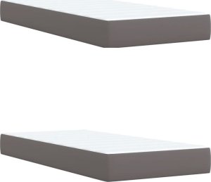 vidaXL Łóżko kontynentalne z materacem, szare, ekoskóra 200x200 cm 6