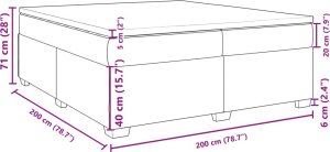 vidaXL Łóżko kontynentalne z materacem białe 200x200 cm 12