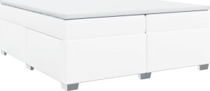 vidaXL Łóżko kontynentalne z materacem białe 200x200 cm 2