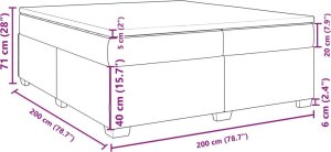 vidaXL Łóżko kontynentalne z materacem czarne 200x200 cm 12