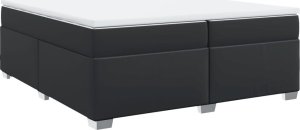 vidaXL Łóżko kontynentalne z materacem czarne 200x200 cm 2