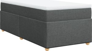 vidaXL Łóżko kontynentalne z materacem, ciemnoszara tkanina 90x200 cm 2