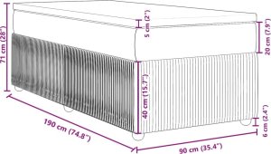 vidaXL Łóżko kontynentalne z materacem, jasnoszare, tkanina, 90x190 cm 12