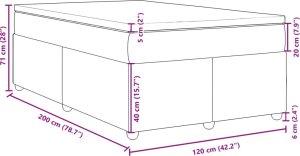 vidaXL Łóżko kontynentalne z materacem, ciemnoszara tkanina 120x200 cm 12