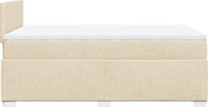 vidaXL Łóżko kontynentalne z materacem, kremowe, tkanina, 120x200 cm 5