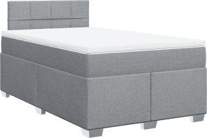 vidaXL Łóżko kontynentalne z materacem, jasnoszare, tkanina 120x200 cm 2